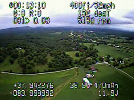 OSD Text shown from hobby type radio control model airplane.
